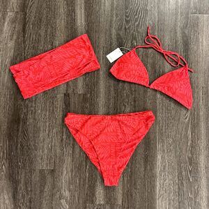 NWT Remmie by Riley Watermelon Bikini Set XXL Bottom XL Triangle, XL Bandeau Top